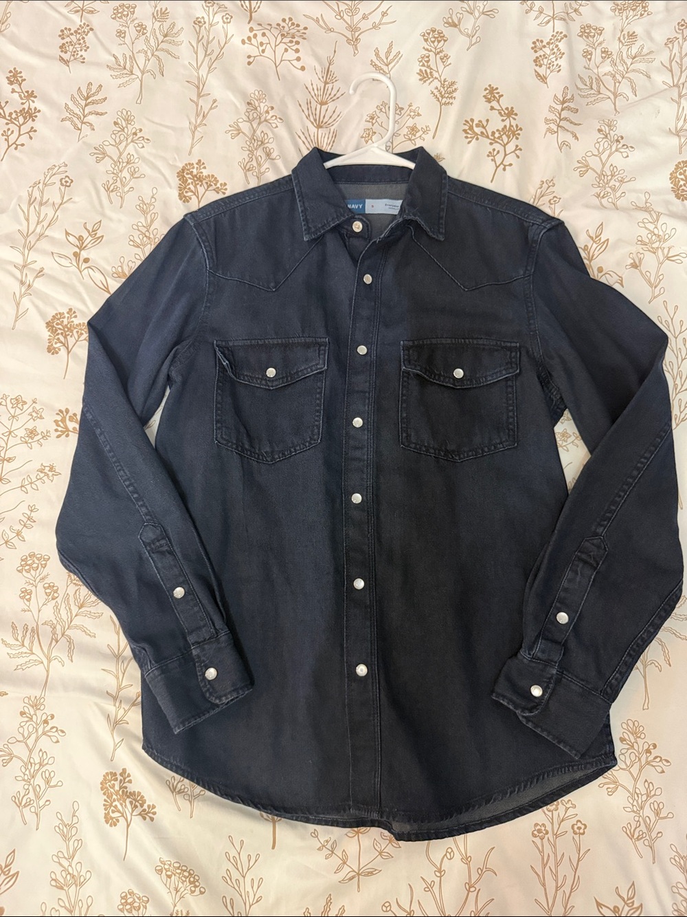Old Navy Men's Dark Navy Western Denim Button-Down Shirt